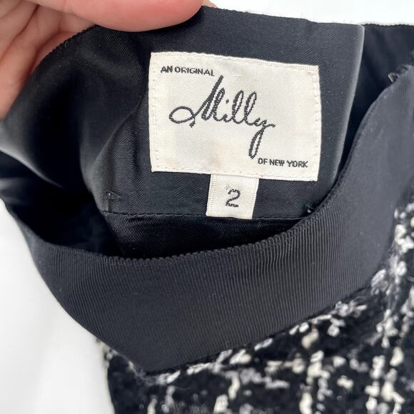MILLY OF NEW YORK Wool Blend Tweed Black & White Mini Skirt // 2 - Picture 8 of 8